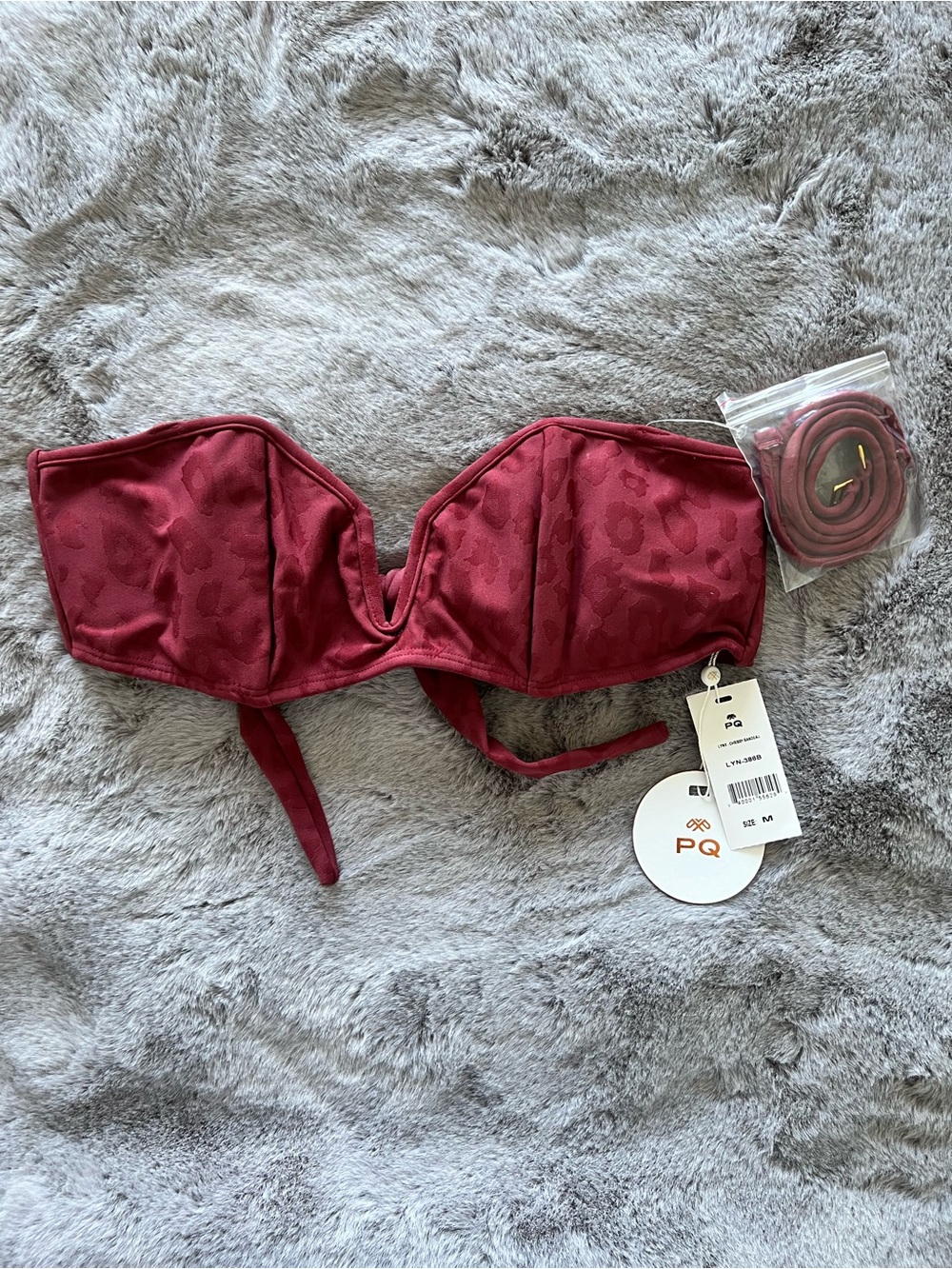 NWT Anthropologie PQ Hillary Leopard Strapless Bikini Burgundy Leopard Print Med - Picture 5 of 9